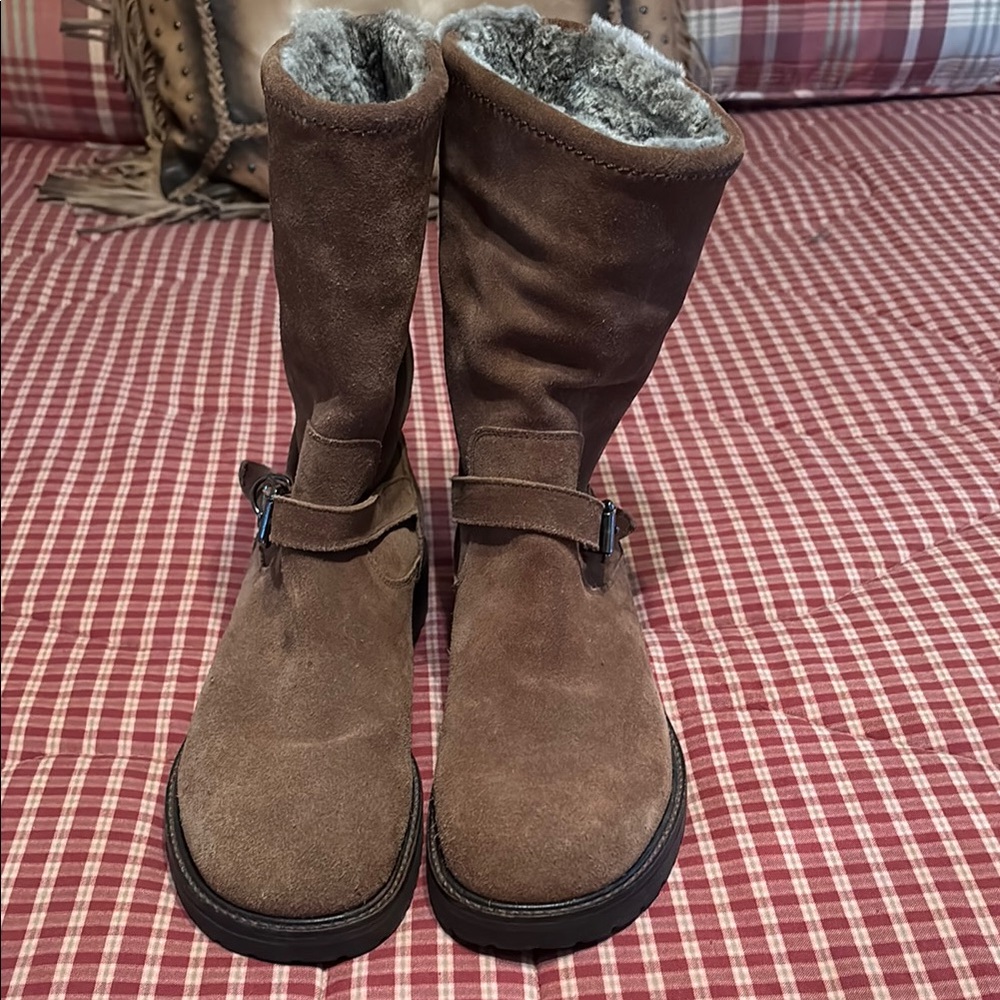 Cole Haan Brown Suede Boots with Fur Lining
